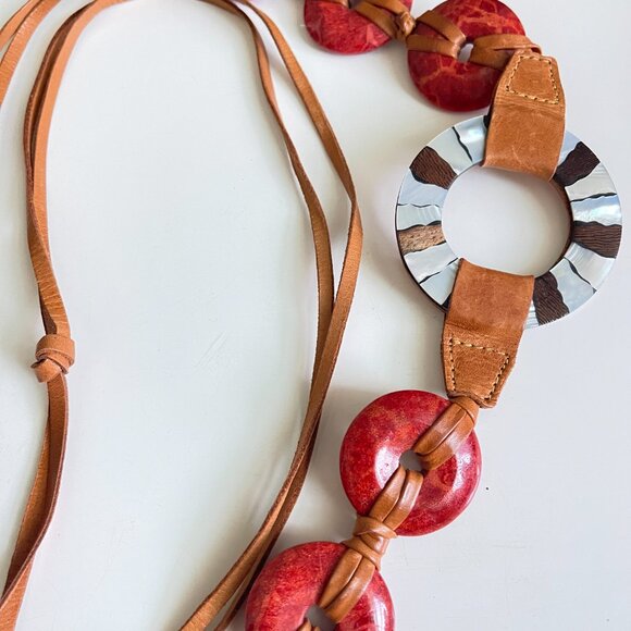 Elegant Red and Brown Women's Belt - Picture 4 of 6